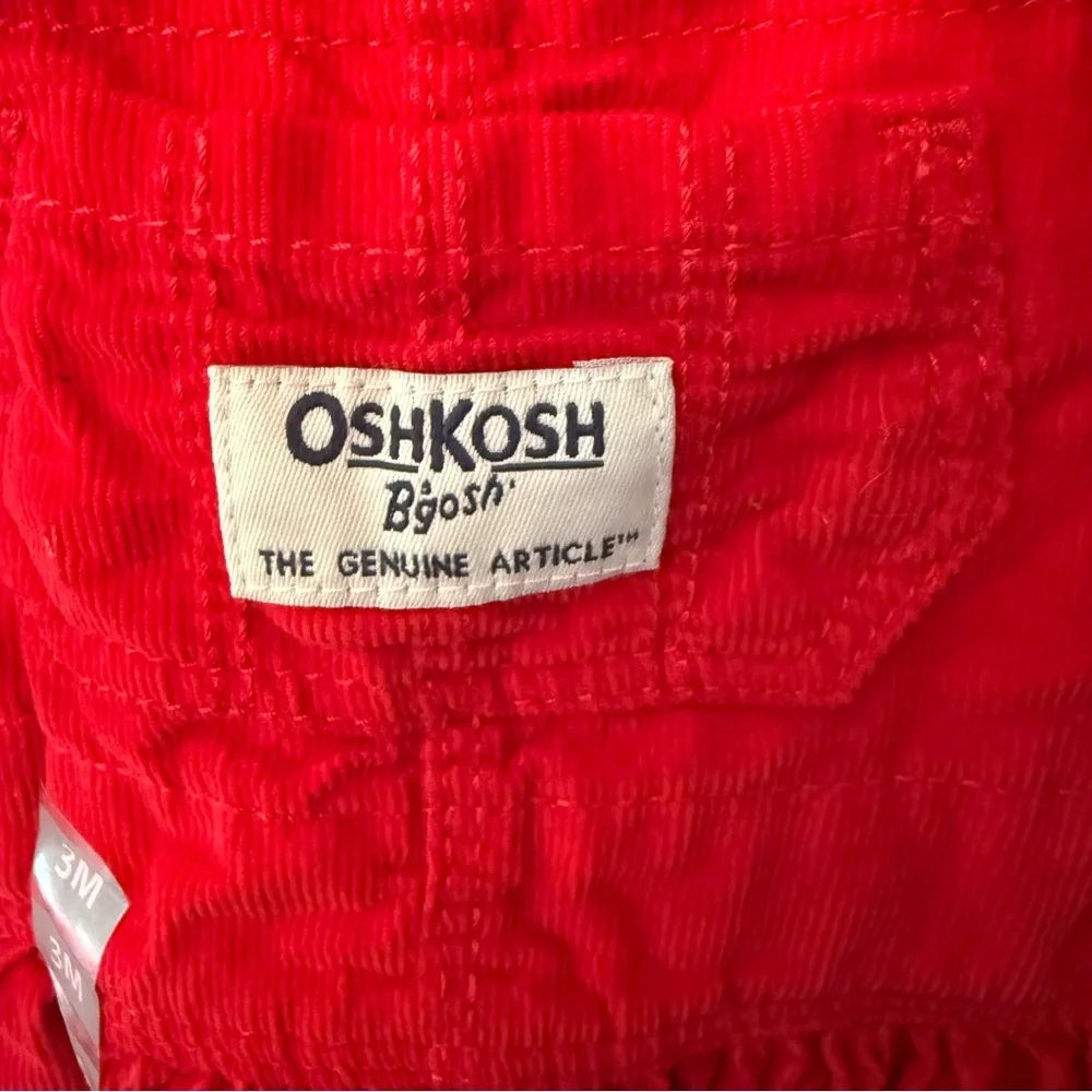 OshKosh Bgosh Red Corduroy Jumper Dress Baby Girls 3M NWT Overall Skirt OKT96230